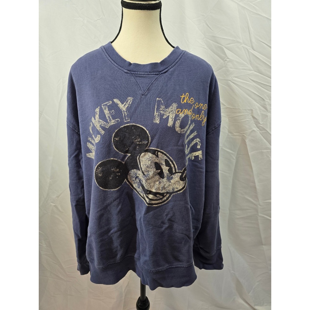 Disney Mickey‎ Mouse Blue Graphic Sweatshirt "The One and Only" "28" Logo Top L